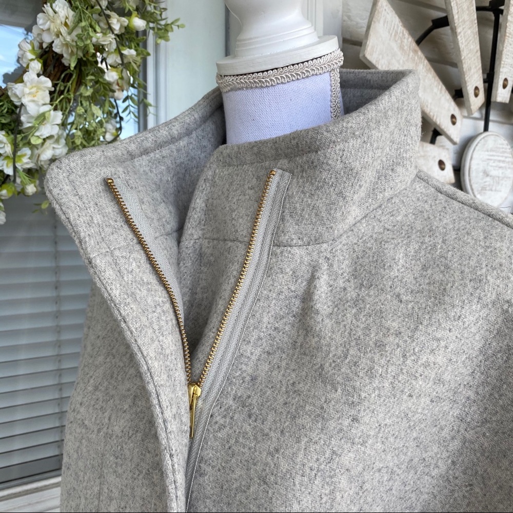 New! J Crew Heather Grey Stand Collar Wool Coat - Picture 8 of 15